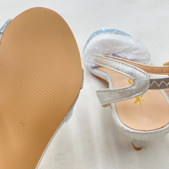 XYD Silver Open Toe Ankle Strap Sandals Wedding Kitten Heels Rhinestones Shoes - Picture 6 of 8